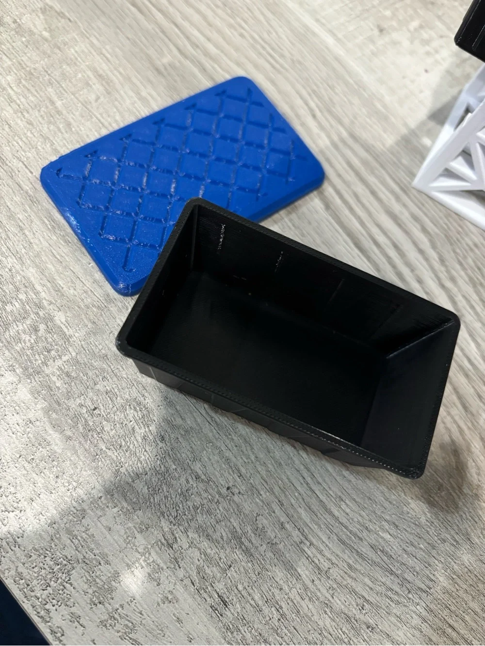 Stackable 3-Tier Small Parts Organizer - Black Bins with Blue Lids